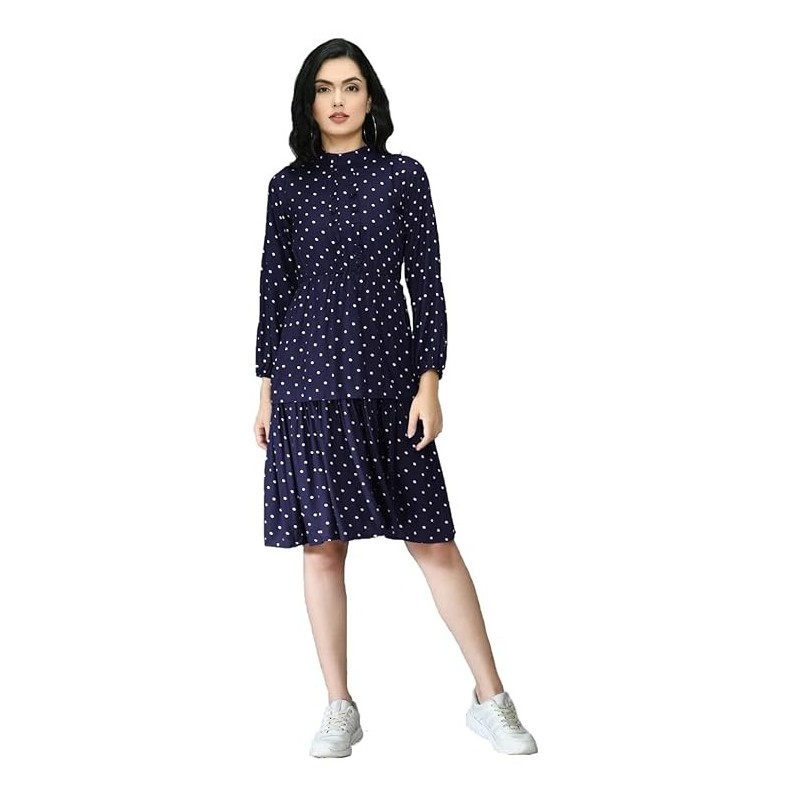 Women's Summer Slub Rayon Wrap Maxi Dress Casual Dote Printed High Neck Full Sleeve Ruffle Hem Split Beach Long Dresses Women's Summer Slub Rayon Wrap Maxi Dress Casual Dote Printed High Neck Full Sleeve Ruffle Hem Split Beach Long Dresses