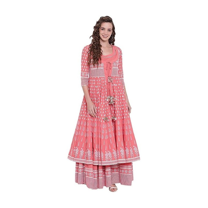 Women's Cotton Layered & Tiered Kurta Women's Cotton Layered & Tiered Kurta