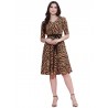 Women's 3/4 Sleeve Woven Georgette Fit and Flare Mini Dress Women's 3/4 Sleeve Woven Georgette Fit and Flare Mini Dress