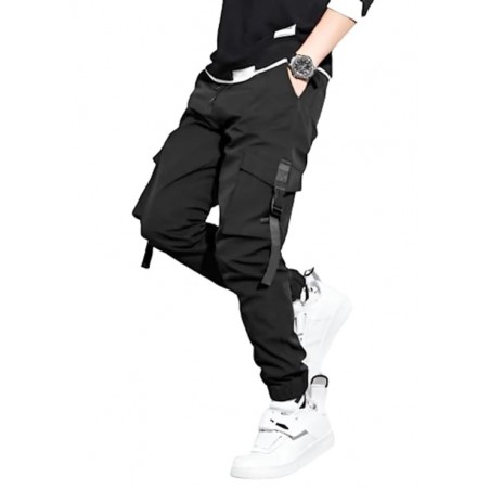 Black Ankle Length Men's Cargo Pant's