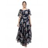 Women's Georgette Navy Blue Fit and Flare Dress | Dress for Women | One Piece Dress for Women Women's Georgette Navy Blue Fit and Flare Dress | Dress for Women | One Piece Dress for Women