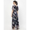 Women's Georgette Navy Blue Fit and Flare Dress | Dress for Women | One Piece Dress for Women Women's Georgette Navy Blue Fit and Flare Dress | Dress for Women | One Piece Dress for Women