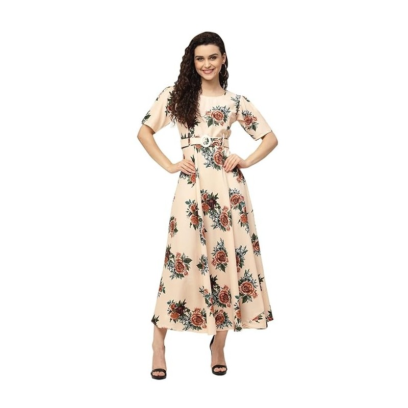 Women's Rayon Grey Fit and Flare Dress Dress for Women Women's Rayon Grey Fit and Flare Dress Dress for Women