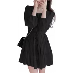 Pleated Blouses Dress Imported Georgette Three Fourth Sleeve Single Breasted Edge Dori Belt Dresses