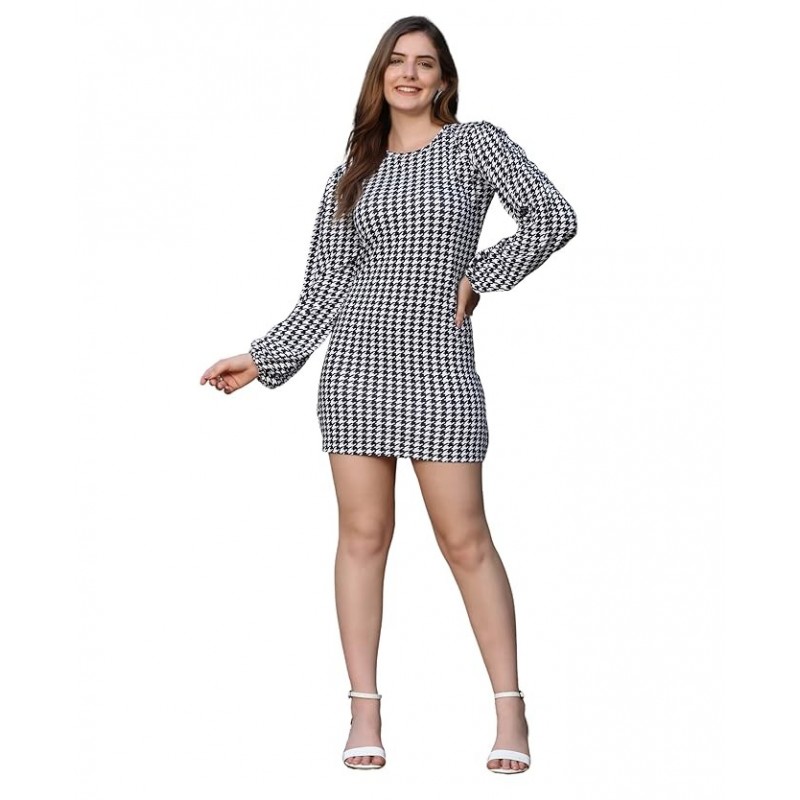 Women's Knitted Stretchable Soft Round Neck Full Sleeves Midi Bodycon Casual Western Dress for Women Women's Knitted Stretchable Soft Round Neck Full Sleeves Midi Bodycon Casual Western Dress for Women