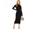 Women's Bodycon Knee Length Dress (BJKBKJ_Black_Medium)