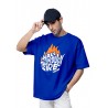 Overiszed Cottonblend Half Sleeve Drop Shoulder Men's Tshirt (Color: Blue)