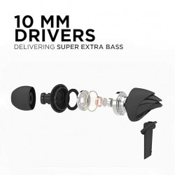 Ear Wired Headphones with Mic (Black)